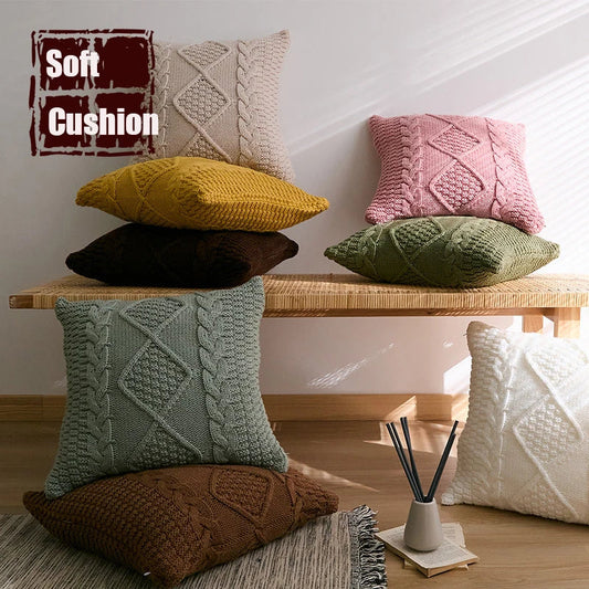 Decorbites™ Gestrickte Rauten-Kissenbezug: Super weicher Dekokissenbezug für die Hausdekoration