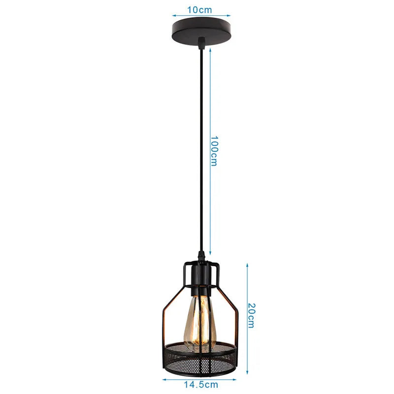 Decorbites™ Industrielles Nordisches Käfig-Pendant-Licht, Schwarzes Eisen Retro-Loft-Hängeleuchte