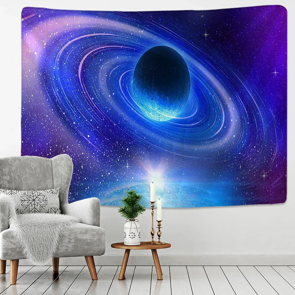 Decorbites™ Galaxy Himmel Blau Planet Gobelin Hippie Retro Heimdekoration Yogamatte