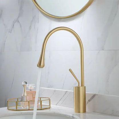 DecorBites™ Brushed Gold Basin Faucet Hot Cold Swivel Sink Water Crane