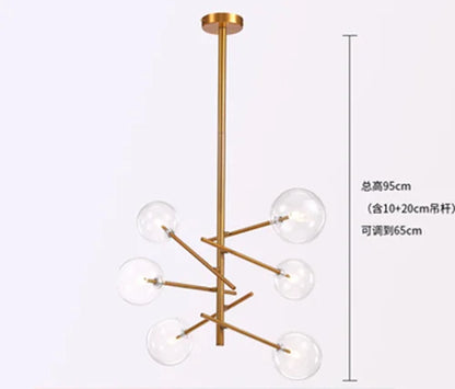 DecorBites™ Glass Ball Iron Chandelier for Home Hotel Villa Living Room