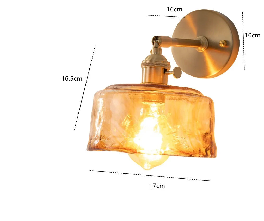 Decorbites™ Bernstein-Glas-Wandleuchte-Schalter, Moderne Kupfer-LED-Lampe für Zuhause, Schlafzimmer, Wohnzimmer