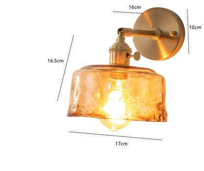Decorbites™ Bernstein-Glas-Wandleuchte-Schalter, Moderne Kupfer-LED-Lampe für Zuhause, Schlafzimmer, Wohnzimmer