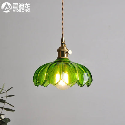 Decorbites™ Grüne Glas-Hängeleuchte - Kupfer Nordische Moderne Pendelleuchten für Schlafzimmer, Bar, Restaurant