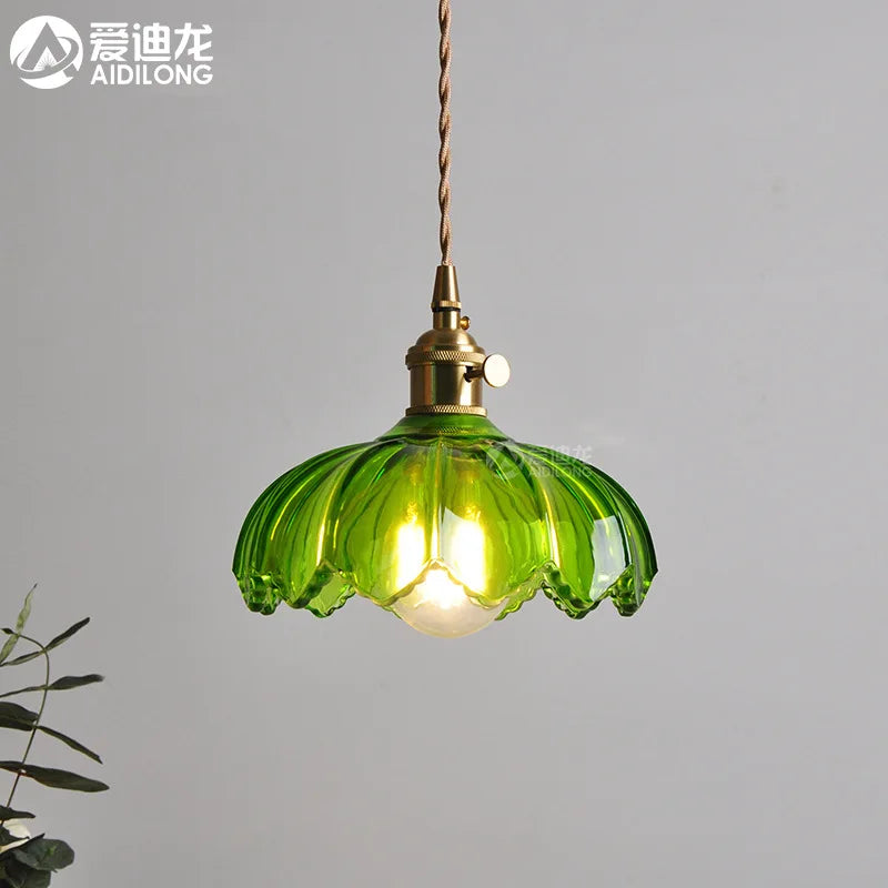Decorbites™ Grüne Glas-Hängeleuchte - Kupfer Nordische Moderne Pendelleuchten für Schlafzimmer, Bar, Restaurant