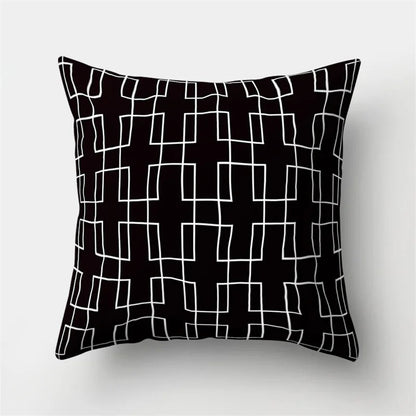 DecorBites™ Geometric Star Print Pillow Cover for Home Decor - Black & White Square Texture