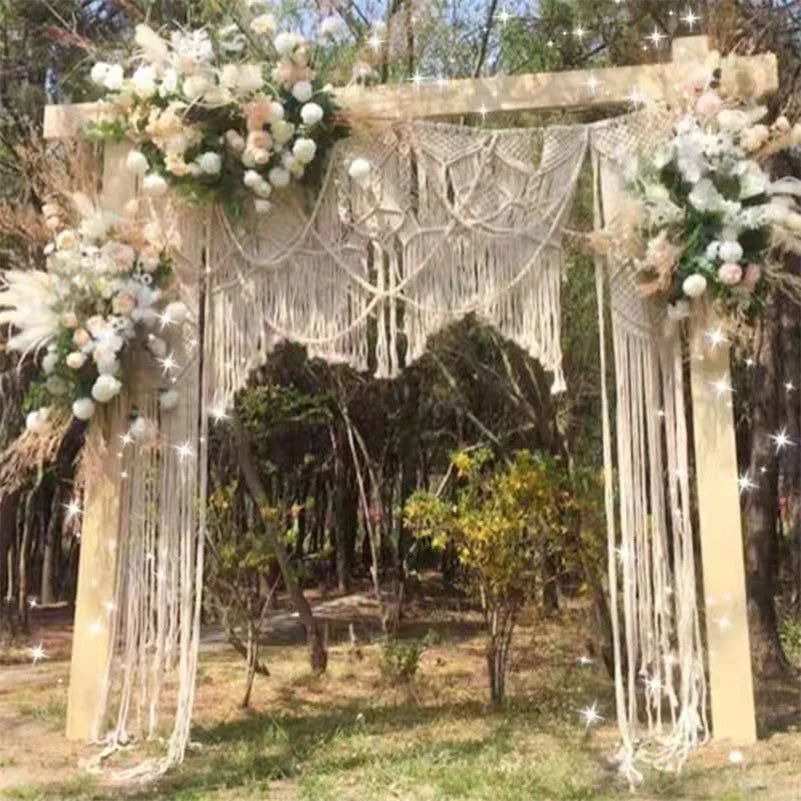 DecorBites™ Cotton Macrame Wedding Backdrop Curtain with Tassel | Boho Wall Tapestry