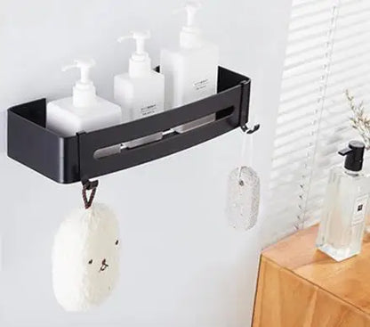DecorBites™ Black Aluminum Bathroom Corner Shelf Wall Mounted