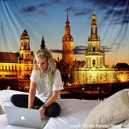 Decorbites™ Stadt-Nachtszene-Wandteppich im europäischen London-Stil als Wandbehänge