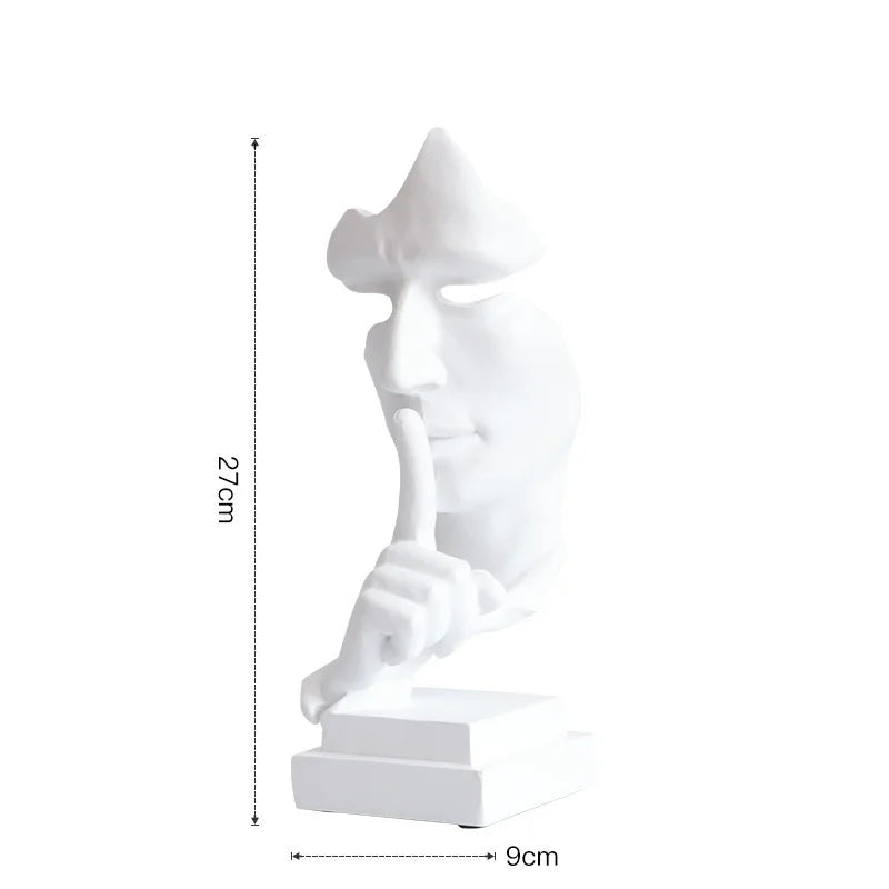 DecorBites™ 27cm Silence Golden Face Abstract Sculpture for Vintage Home Office Decor