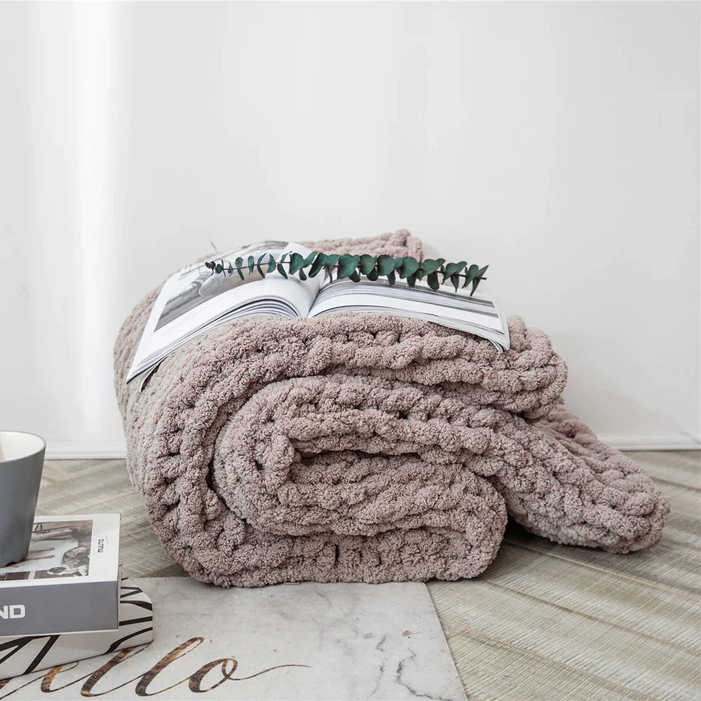 Decorbites™ Kuschelige Chenille-Grobstrickdecke - Weiche dekorative Überdecke für Bett, Sofa, Wohnzimmer - Sommerquilt- oder Teppichalternative