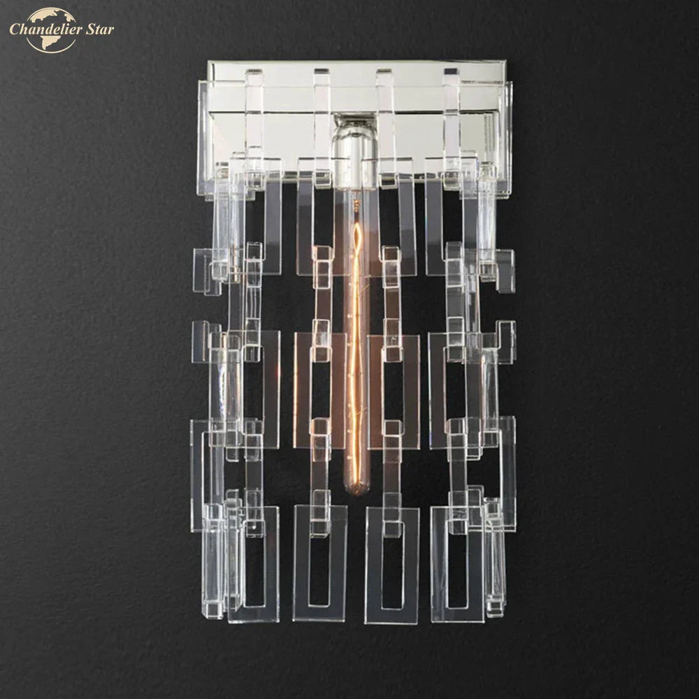 DecorBites™ Crystal Wall Sconce Lamp: Modern Art Deco Square Design for Home Interior