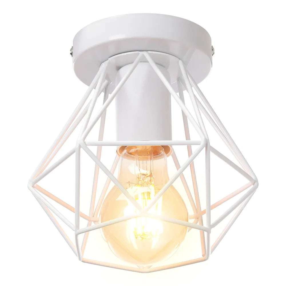 DecorBites™ Iron Frame Cage Ceiling Light Fixture Modern Retro Cafe Loft Aisle Lampshade