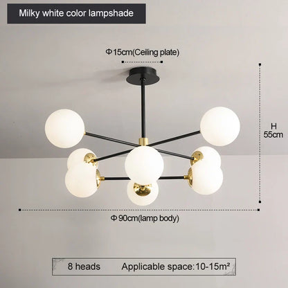 Decorbites™ Glas-Kugeln-LED-Kronleuchter: Retro runde Schmiedeeisen-Innenbeleuchtung für Küche, Wohnzimmer, Bauernhaus