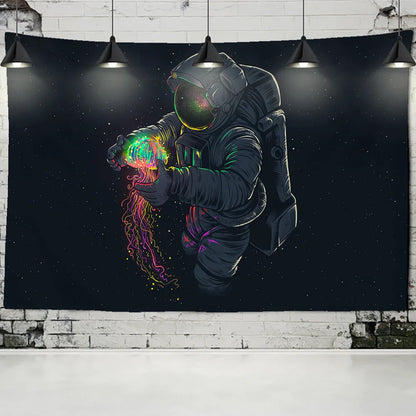 Decorbites™ Qualle Interstellarer Himmel Wandbehang: Astronautendesign für Boho-Wohnheime-Dekoration