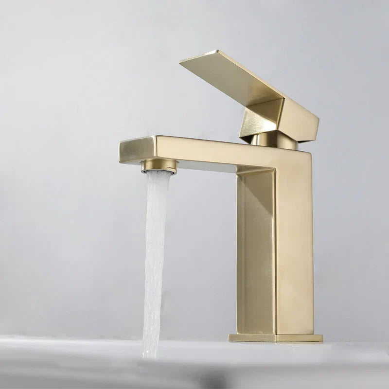 DecorBites™ Gold Stainless Steel Basin Faucet Deck Mounted Hot Cold Water Mixer