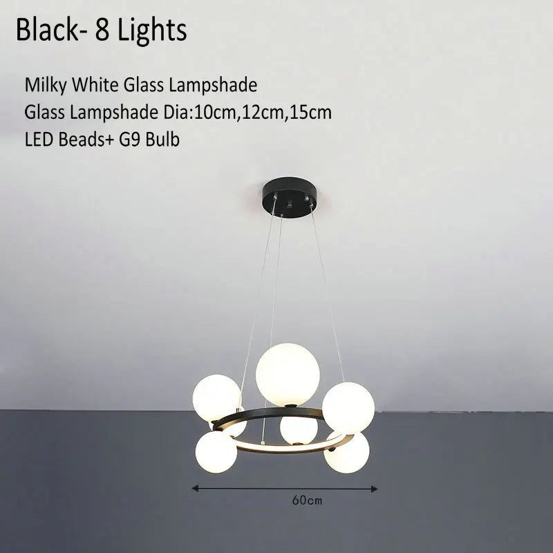 Decorbites™ Glasleuchter Lampe Kücheninsel Hängelampe Schwarz Gold Silber G9 LED