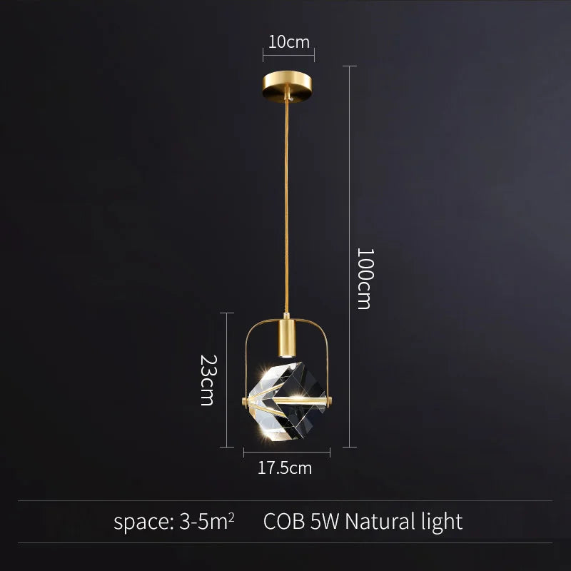 Gold Crystal Art Deco Pendant Light For Kitchen