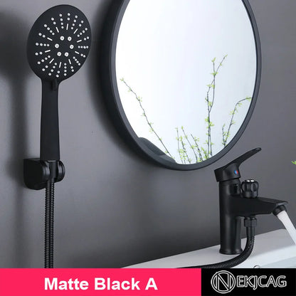 Decorbites™ Schwarze Kupfer Beckenarmatur mit Duschkopf und Zweifunktionsmischer