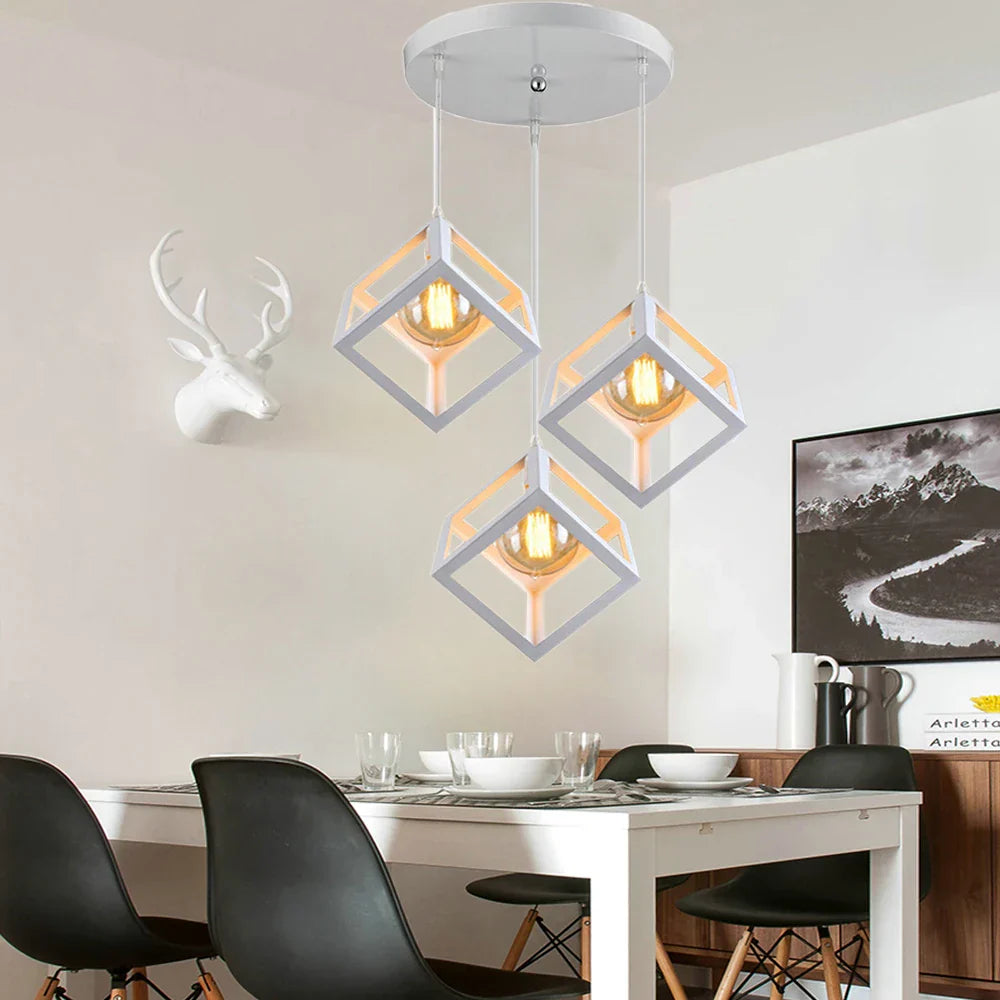 Decorbites™ Geometrische Würfel-Pendantleuchten-Trio mit Metall-Schirmen Quadratische Deckenlampen