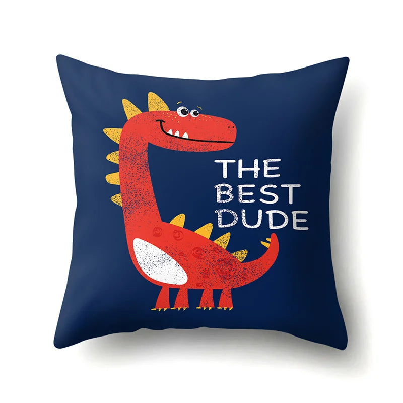 Decorbites™ Dino-Baby-Kissenbezug: Süßer Dino-Auto-Fahrer-Buchstaben-Kissenbezug für Schlafzimmer-Dekoration