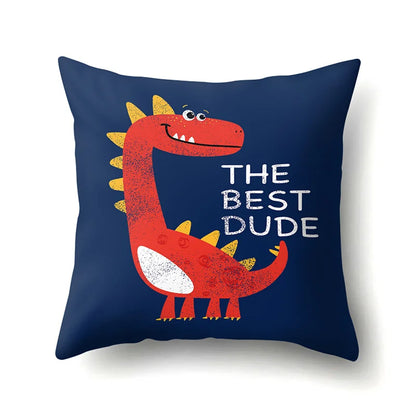 Decorbites™ Dino-Baby-Kissenbezug: Süßer Dino-Auto-Fahrer-Buchstaben-Kissenbezug für Schlafzimmer-Dekoration