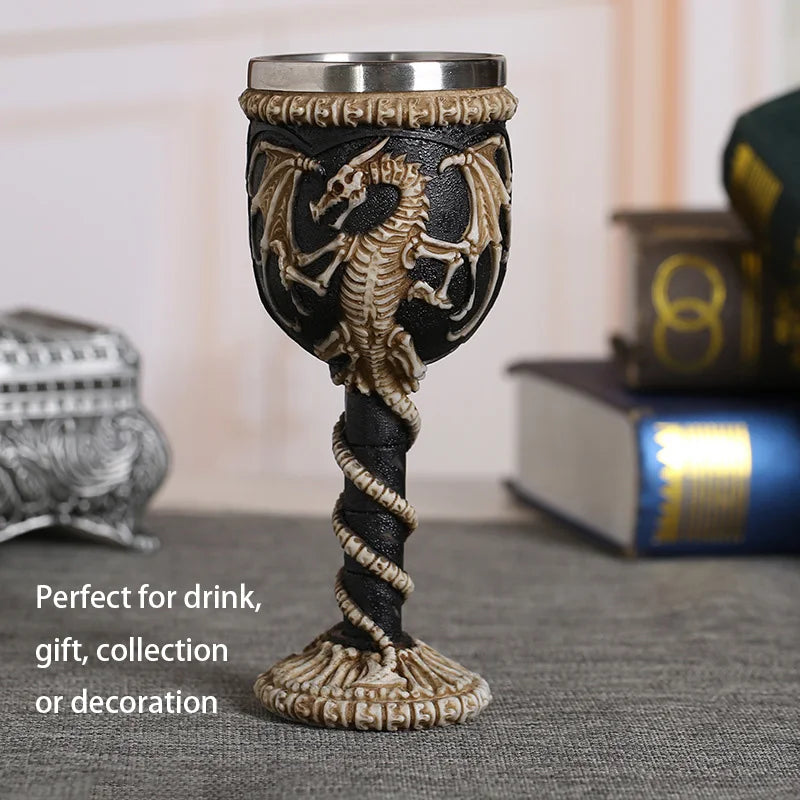 Decorbites™ Drachenschädel-Becher: Gotisches Harz Edelstahl-Weinglas für Cocktailbar-Partys