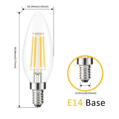 Decorbites™ dimmbare Vintage-LED-Kerzenlampe 4W Warmweiß 2700K für Kronleuchter und Nachttisch 12 Stk.