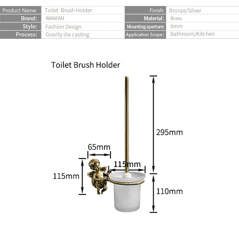 Decorbites™ Klassisches Engel-Messing-Toilettenbürsten- und Halter-Set für das Badezimmer