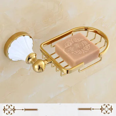 Gold White Bathroom Set