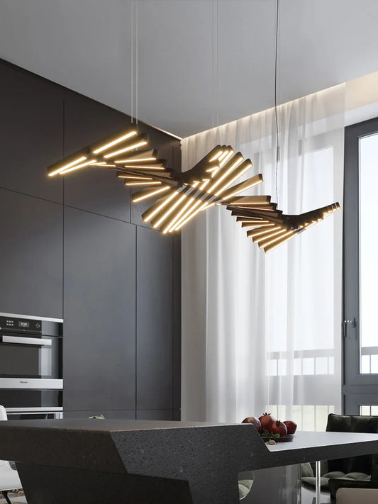 Decorbites™ Lineare Fischgrät-Leuchter: Nordisch Minimalistisches Beleuchtung für Esszimmer, Büro und Wohnzimmer