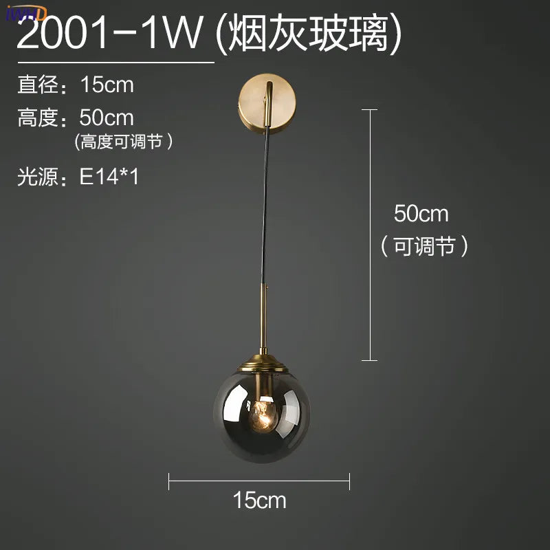 DecorBites™ Glass Ball LED Wall Lamp for Nordic Modern Bedroom Lighting