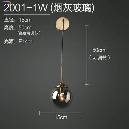 DecorBites™ Glass Ball LED Wall Lamp for Nordic Modern Bedroom Lighting