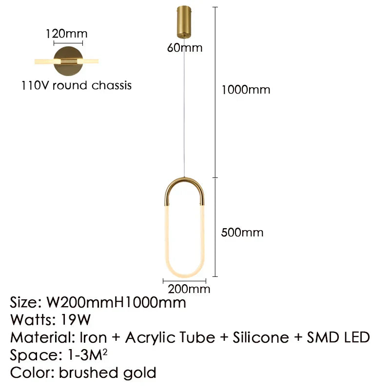 Gold Ring Pendant Light 3-Head Design