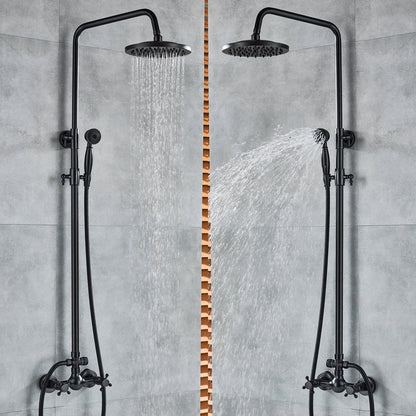 DecorBites™ Black Bronze Shower Faucet Set with 8" Rain Shower Head and Hand Shower