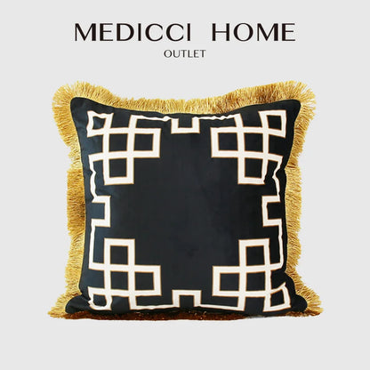 DecorBites™ Geometric Fringed Lumbar Pillow Case, Luxe Sofa Pillow Cover 30x50cm