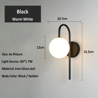 Decorbites™ Glas-Kugeln-LED-Wandleuchte für elegante Beleuchtung im Wohnzimmer, Schlafzimmer, Hotel und Treppenhaus
