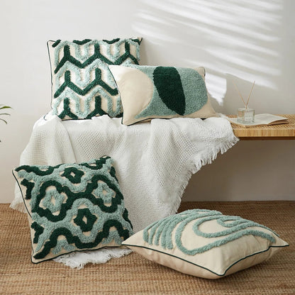 DecorBites™ Geometric Embroidery Tassel Cushion Case 45x45cm Home Decor Pillow Case