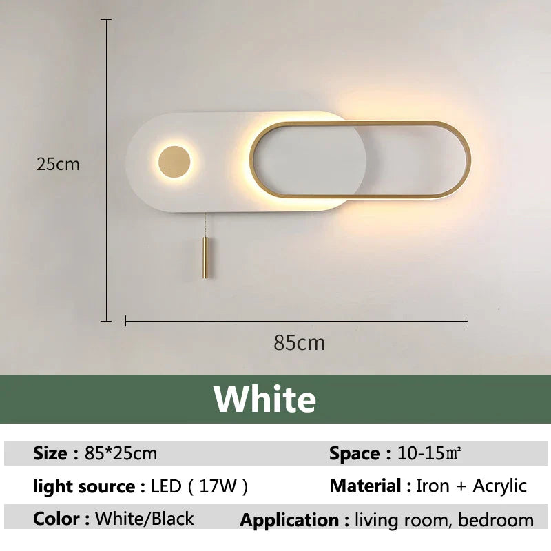 Decorbites™ LED-Wandleuchte Nordisches Design Modernes Wohnzimmer Schlafzimmer 17W Schwarz Weiß