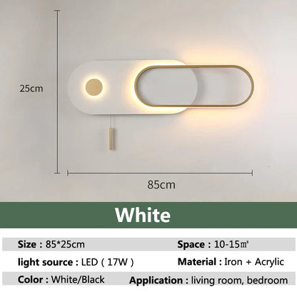 Decorbites™ LED-Wandleuchte Nordisches Design Modernes Wohnzimmer Schlafzimmer 17W Schwarz Weiß