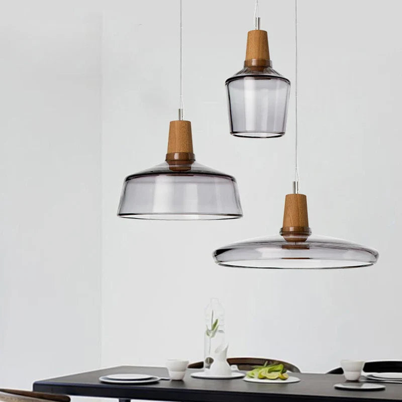 Nordic Glass and Wood Pendant Light