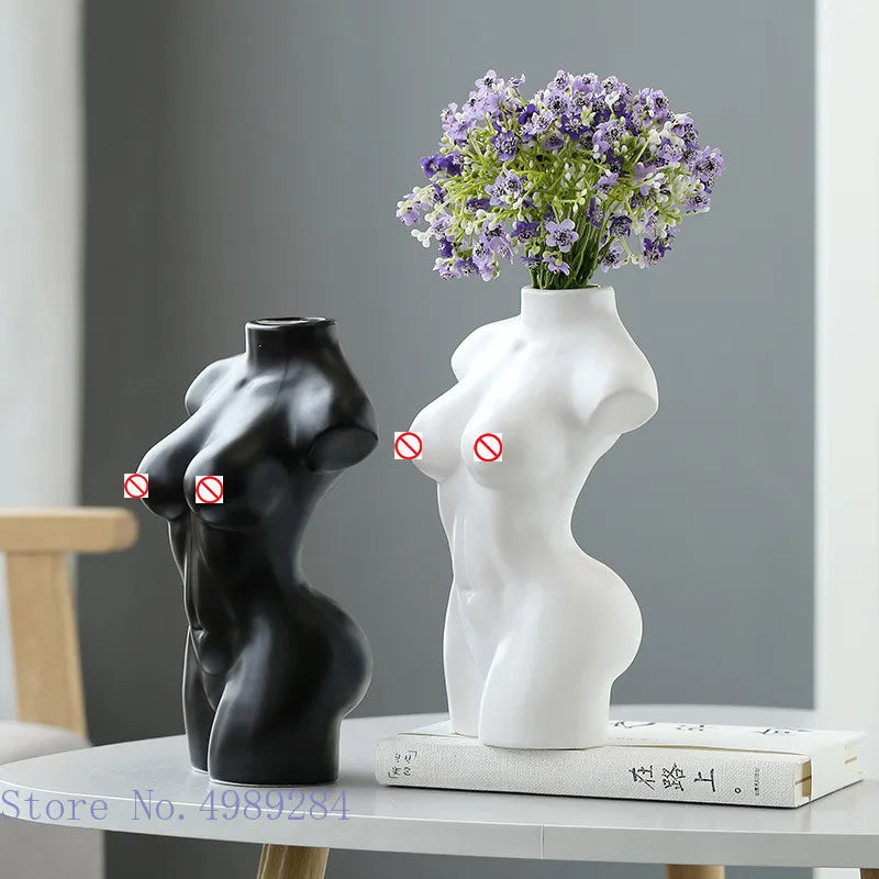 Decorbites™ Abstrakte Nackte Frau Keramikvase Schwarz Weiß Wohnraumdekoration Ornament