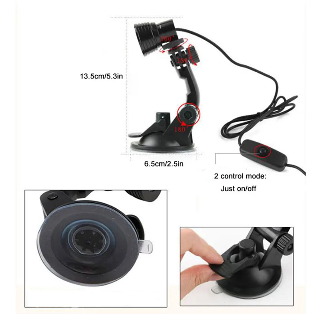 Black Silver Clip-On Lamp