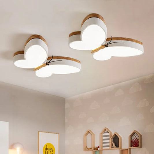 DecorBites™ LED Butterfly Chandelier Modern Wood Ceiling Light for Kids Room