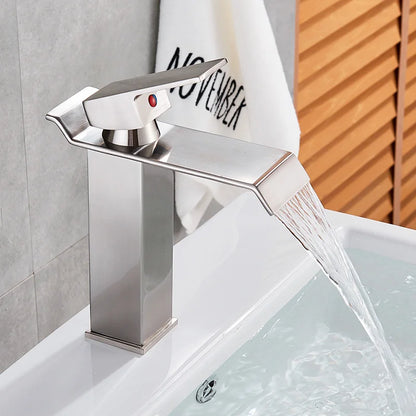Decorbites™ Schwarze Messing Badezimmer Wasserfall Waschbecken Armatur Heiß-&Kalt Mischer Waschtisch Hahn Deckenmontiert