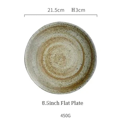 Decorbites™ Japanischer Stil Handgefertigtes Steinzeug-Essgeschirr-Set – Runde Teller und Schalen