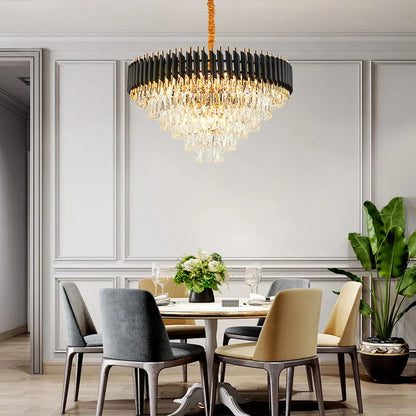 Decorbites™ Kristall-Schwarz-Klar-LED-Kronleuchter-Beleuchtung für Treppenhaus und Eingangshalle