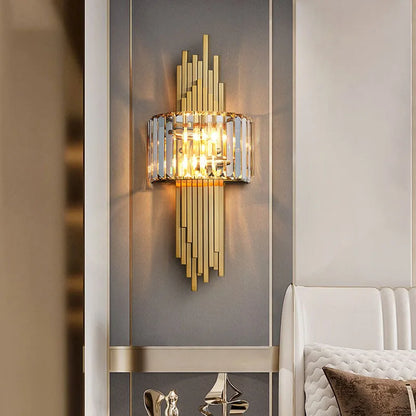 DecorBites™ Crystal Gold Wall Lamp | Modern Minimalist LED Indoor Lighting for Living Room & Bedroom
