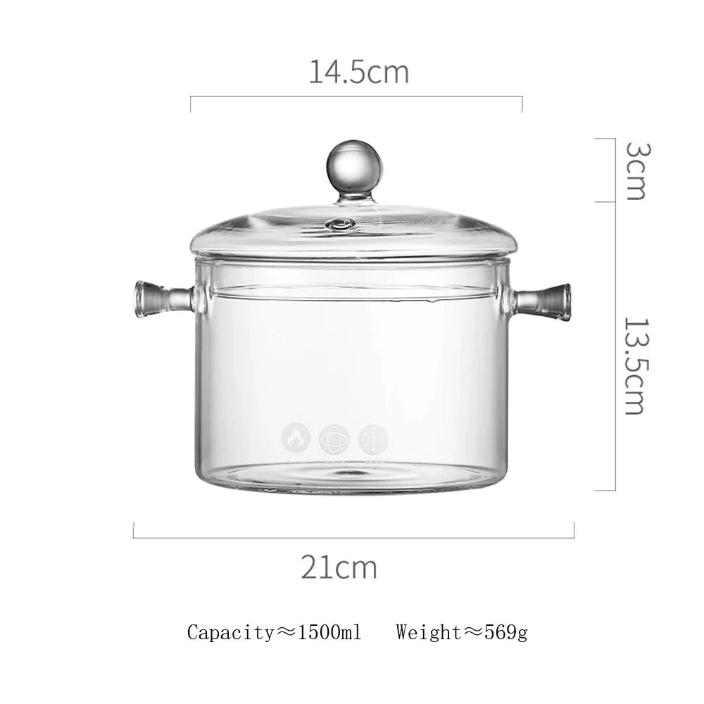 Decorbites™ Glas-Kochtopf – Hitzebeständiger Herdtopf zum Kochen von Wasser, Nudeln und Suppenzubereitung