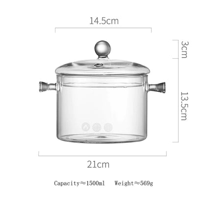 Decorbites™ Glas-Kochtopf – Hitzebeständiger Herdtopf zum Kochen von Wasser, Nudeln und Suppenzubereitung
